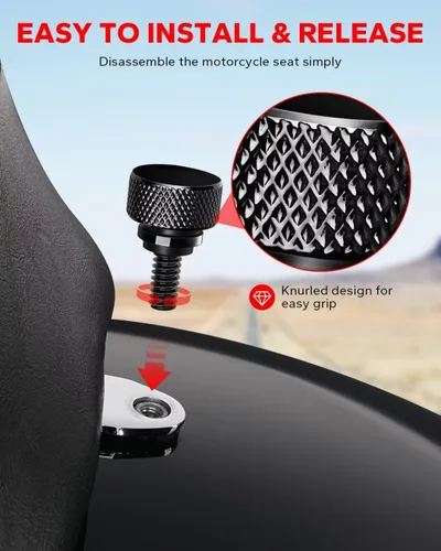 Vista 3 de Amazicha - Tornillo de asiento de acero inoxidable 304 negro brillante compatible con Harley Davidson 1996-2025