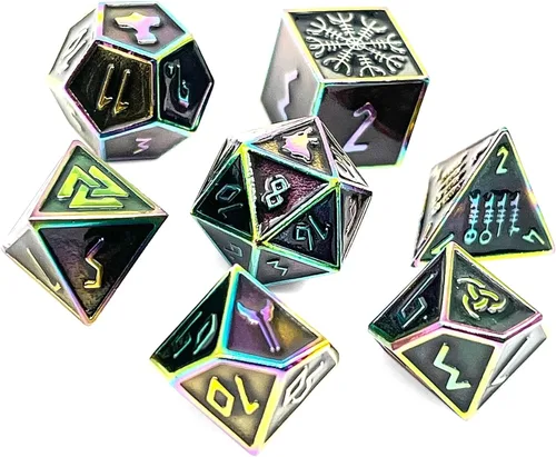 Vista 18 de Norse Foundry Banshee Wail - Juego de 7 dados poliédricos de metal completo para juegos de matemáticas DND Pathfinder