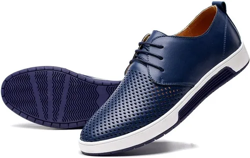 Vista 15 de konhill Zapatos Oxford casuales para hombre - Zapatos de vestir transpirables, mocasines con cordones, zapatillas planas Lk Negro