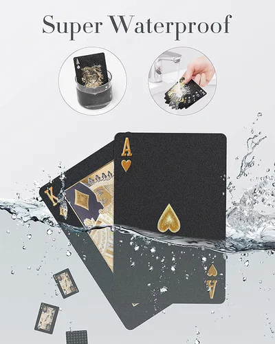 Vista 3 de BIERDORF Cartas de juego impermeables Baraja de naipes de plástico Baraja de póquer de regalo (calavera dorada)