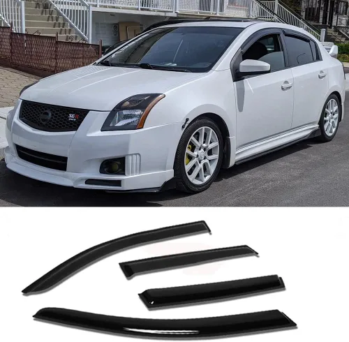 Vista 18 de Viseras de ventana para Nissan Rogue 2009-2013, Rogue Select 94076 2014-2015 4pcs Outside Tape-on Rain Guards Dark Smoke Window Vent Deflector