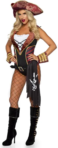 Vista 2 de Leg Avenue Disfraz de pirata Swashbuckler de 4 piezas para mujer