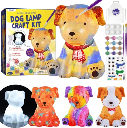 Vista 11 de Kit de lámpara para pintar tu propio oso, suministros de arte, kit de pintura de oso para niños de 6 a 12 años, artes y manualidades para niños de 8