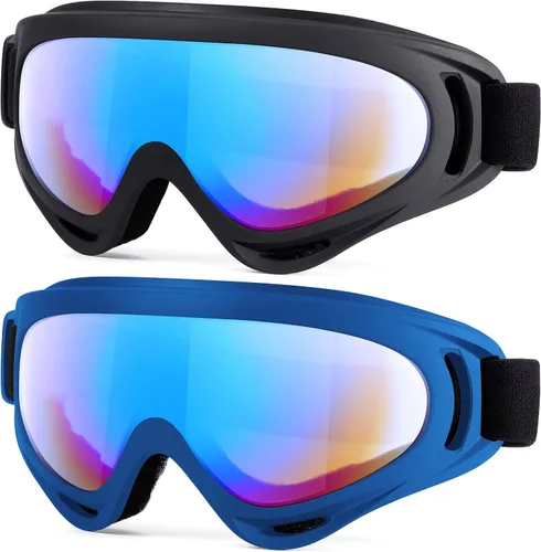 Vista 14 de MAMBAOUT Paquete de 2 gafas de esquí de nieve, gafas de snowboard para hombres, mujeres, jóvenes, niños, niños o niñas