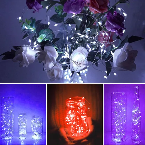 Vista 4 de Ineximun Paquete de 24 Luces LED de Hadas Operadas por Batería 7 Pies 20 LED Blanco Cálido Mini Luces de Cadena Impermeables Luces de Navidad