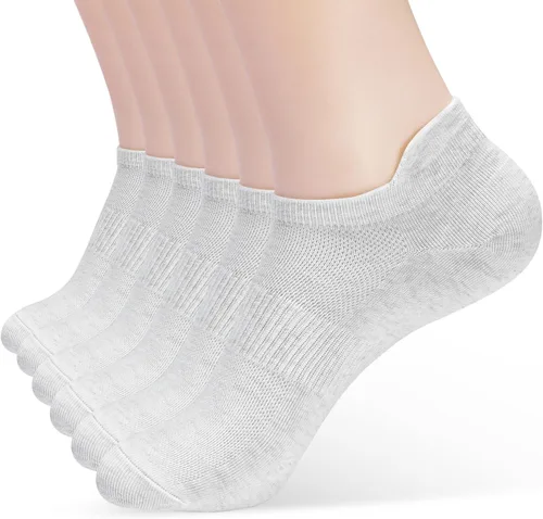 Vista 16 de ATBITER Calcetines de tobillo para mujer, delgados, atléticos, de corte bajo, con lengüeta en el talón, 6 pares 12 pares 4blanco+4negro+4gris