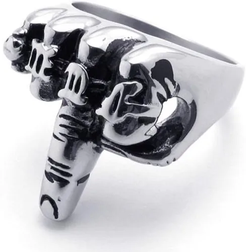 Vista 5 de Mens Biker Rings Stainless Steel Middle Finger Hip Hop Punk Ring for Men Women