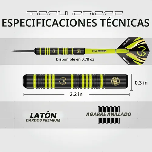 Vista 4 de WINMAU MvG vs Wizard - Juego de dardos de punta de acero – Juego doble