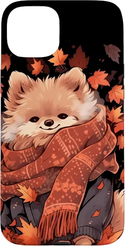 Vista 9 de Pomeranian Pom Autumn Fall Leaves Dog Thanksgiving Case for iPhone 17