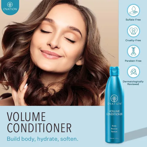 Vista 2 de Ovation Hair Acondicionador de volumen – Acondicionador ligero para cabello fino – 12 oz – Enjuague ligero para cabello voluminoso y con volumen