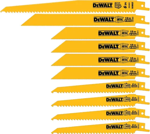 Vista 8 de DEWALT Hojas de sierra recíproca, juego combinado de 10 piezas, varios tamaños (DW4898)