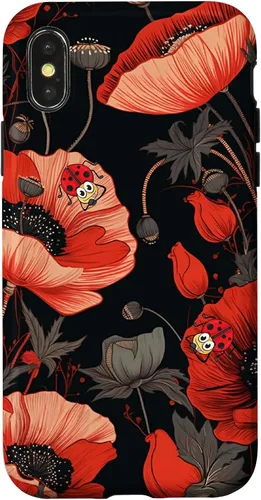 Vista 5 de Poppy Flower Ladybug Red & Black Pattern Case for iPhone 17