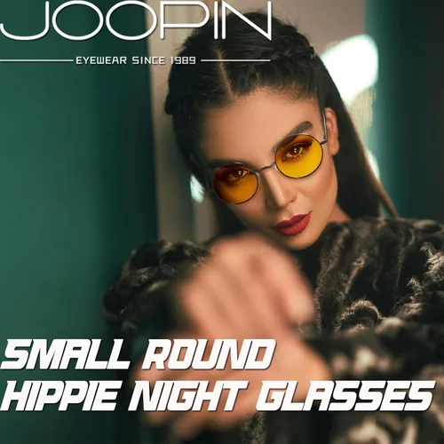 Vista 2 de Joopin Lentes de sol redondos pequeños retro, redondos, hippie, polarizados, protección UV400, pantallas de metal para hombres y mujeres