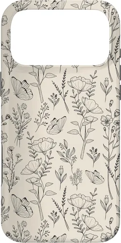 Vista 22 de Black & Cream Butterfly Meadow Botanical Wildflower Pattern Case for iPhone 17
