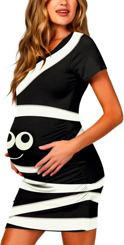 Vista 6 de Deerose Vestidos de embarazo para el día de Pascua para mujer, con estampado de conejito de huevo