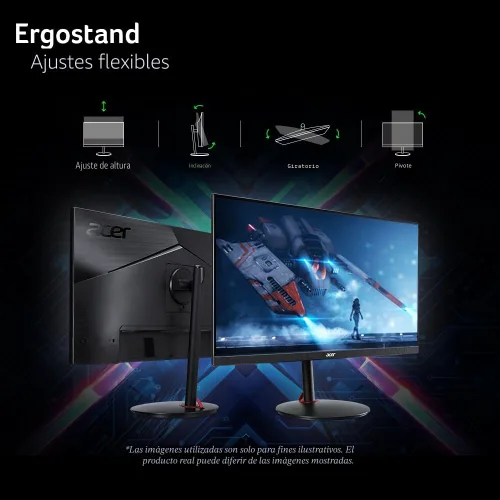 Vista 8 de Acer Nitro 27" WQHD 2560 x 1440 PC Gaming IPS Monitor AMD FreeSync Premium hasta 180Hz Actualización 0.5ms DCI-P3 95% 1 puerto de pantalla 1.2 y 2