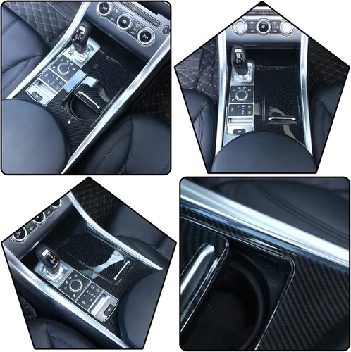 Vista 2 de ABS estilo fibra de carbono plástico consola central panel cubierta marco 3 piezas para Land Rover Range Rover Sport 2014-2017 mano izquierda
