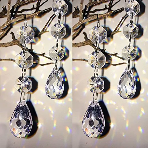 Vista 9 de HOHIYA - Adorno de Navidad de cristal acrílico, decoración de árbol Clear crystal ornaments create sparkling reflections for Christmas trees