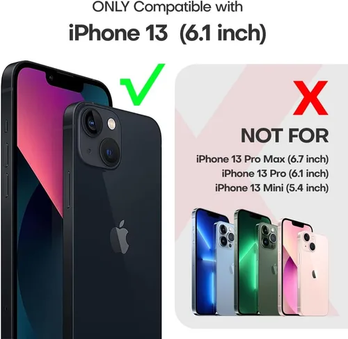 Vista 2 de TAURI Funda 3 en 1 para iPhone 13, con 2 protectores de pantalla, [protección contra caídas de grado militar] a prueba de golpes para iPhone 13