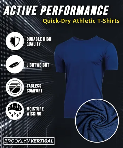 Vista 2 de BROOKLYN VERTICAL Paquete de 5 camisetas de secado rápido que absorben la humedad para hombre
