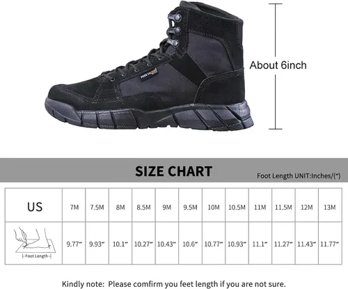 Vista 5 de FREE SOLDIER Waterproof Hiking Work Boots Men's Tactical Boots 6 Inches Lightweight Military Boots Breathable Desert Boots
