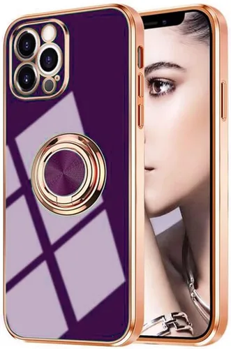 Vista 41 de Compatible con iPhone 11 Kickstand, anillo de rotación de 360 grados integrado con borde de oro rosa brillante que funciona con soporte magnético