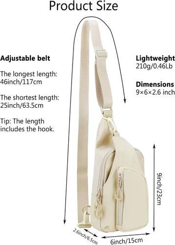 Vista 5 de Niumike Bolso bandolera pequeño con correas ajustables, bolsas cruzadas en el pecho, mochila diaria para mujeres y hombres, viajes al aire libre
