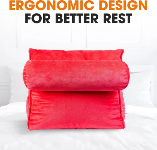 Vista 5 de Cheer Collection Almohada de cuña de lectura, almohada de TV con almohada ajustable, soporte de espalda de espuma viscoelástica para sofá y cama