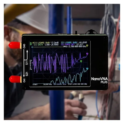 Vista 5 de Spectrum Analyzer, 50Khz-2.7Ghz Vector Network Analyzer Rechargeable Nanovna Plus Antenna Spectrum for Transmission Coefficients(Analyzer 32G SD