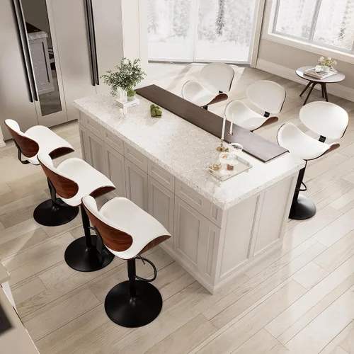 Vista 12 de Kidol & Shellder Taburetes de bar individuales grandes con respaldo de 21 pulgadas, sillas de bar modernas giratorias de altura ajustable, taburetes