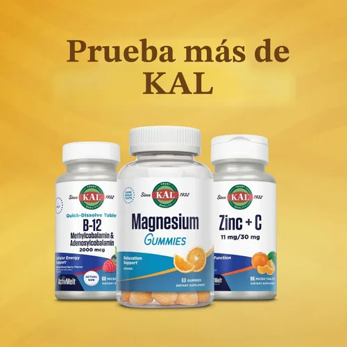 Vista 6 de KAL Vitamina B12 metilcobalamina y adenosilcobalamina 2000 mcg ActivMelt
