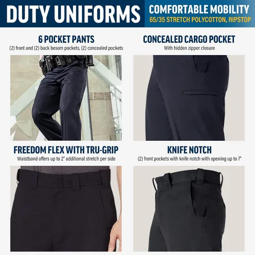 Vista 3 de FX STAT - Pantalón de policía para hombre, aplicación de la ley, EMS, clase A, 6 bolsillos, sin dobladillo
