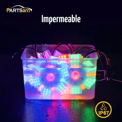 Vista 6 de Partsam 2 piezas ultrafinas estilo hexagonal de doble función interior 54 diodos LED de aire luz de aire de 4.8 pulgadas, lámpara decorativa