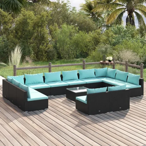 Vista 13 de Sofá de 3 plazas con cojines de ratán de poliéster marrón, juego de muebles de patio al aire libre con 3 sofás centrales para patio trasero, jardín