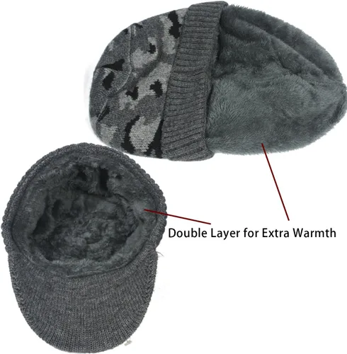 Vista 5 de Dahlia Gorro para hombre con visera - lana, sombrero de invierno con borde, forro polar