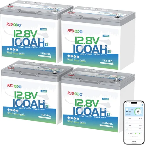 Vista 13 de Redodo - Batería de ciclos profundos LiFePO4 de 12 V y 100 Ah