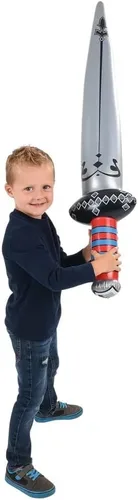 Vista 2 de Espada inflable de plata de 42 pulgadas, elegante y colorida, ideal para carnavales y fiestas
