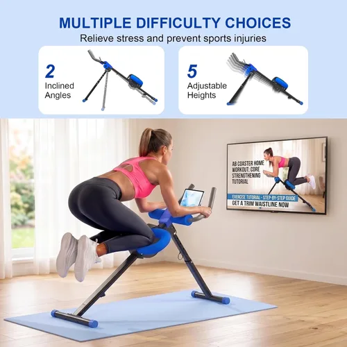 Vista 3 de Máquina de abdominales para gimnasio en casa, máquina de entrenamiento abdominal ajustable con 2 ajustes de inclinación y 5 niveles de altura