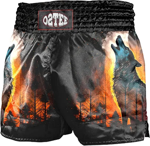 Vista 9 de O2TEE Muay Thai Pantalones cortos de boxeo MMA Kickboxing Estilos Tradicionales Pantalones Cortos Nation Bop