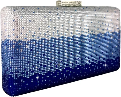 Vista 5 de Boutique De FGG Elegantes bolsos de noche de cristal para mujer, caja de fiesta formal, embrague, boda, diamantes de imitación, bolso de novia