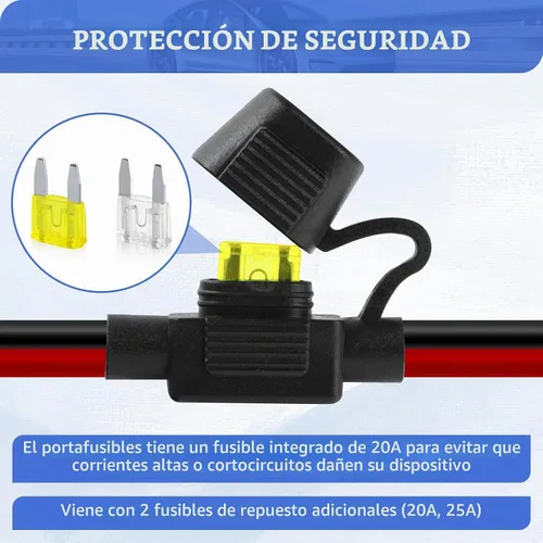 Vista 4 de Enchufe para encendedor de cigarrillos de 2 pies, enchufe de encendedor de cigarrillos de 12 V 2.5 mm²/13 AWG, toma de corriente de 12 V 20 A