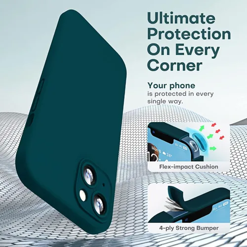 Vista 5 de HATOSHI Funda para iPhone 13, silicona líquida mejorada [protección de cámara] con [2 protectores de pantalla], forro de microfibra suave