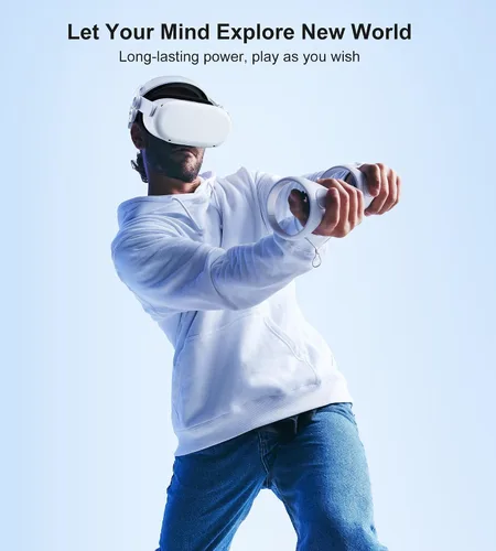 Vista 7 de TRANSNOVO Retractable VR Head Strap with 6000mAh Battery for Oculus Quest 2,One-Button Adjustable Elite Strap Replacement for Meta Quest, Enhanced