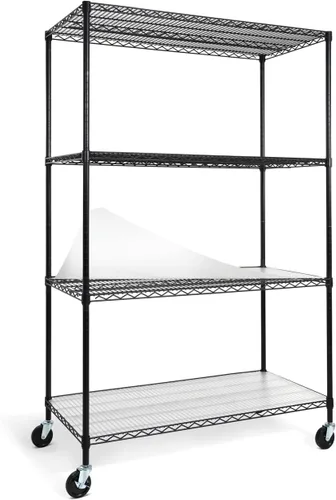 Vista 13 de CAPHAUS Estantería de alambre de grado comercial NSF con ruedas, patas niveladoras y forros, estante de metal para almacenamiento, 36 x 18 x 76, 5