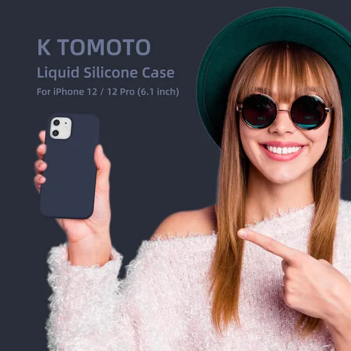 Vista 7 de Funda de silicona líquida compatible con iPhone 12/12 Pro, azul marino