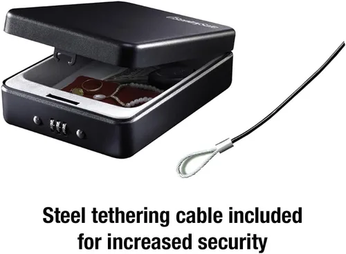 Vista 3 de SentrySafe Caja fuerte pequeña, caja de seguridad negra con cerradura de combinación para oficina o dormitorio asegura dinero, pasaporte, joyas