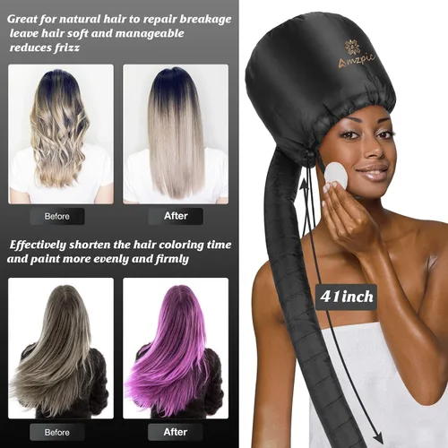 Vista 6 de Accesorio para secador de pelo de capó, suave, ajustable, extra grande, para acelerar el tiempo de secado en casa, fácil de usar para peinar, rizar