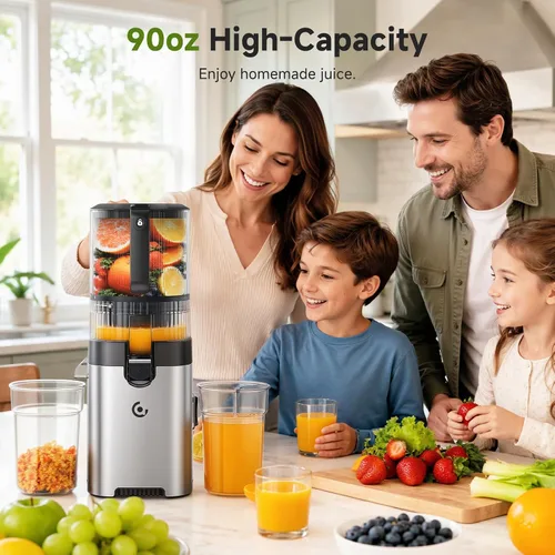 Vista 12 de AMZCHEF Exprimidor de prensa en frío, Juicer lento de alimentación