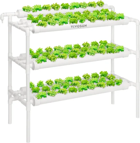 Vista 12 de VIVOSUN Kit de cultivo hidropónico montado en la pared, 1 capa, 36 sitios de plantas, 4 tubos de PVC-U de grado alimenticio, sistema de plantación
