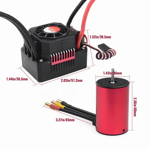 Vista 5 de Surpass Hobby 3660 4200KV Motor 60A ESC Combo para camiones RC 1/10